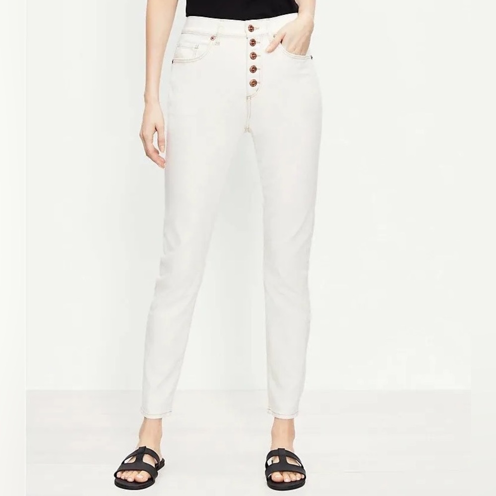 LOFT Curvy High Waist Skinny Ankle white Jeans 30 / 10